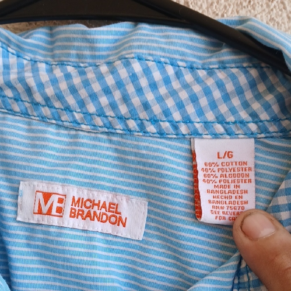 Michael Brandon Light Blue Striped Casual Shirt - Picture 2 of 4